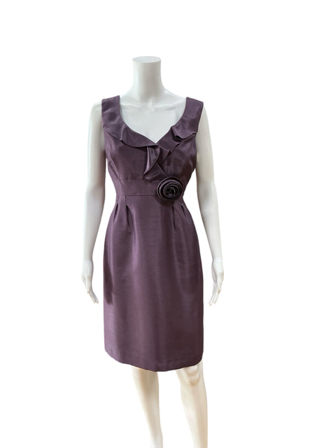 Tahari Arthur S. Levine Purple Ruffle Sheath Dress Size 6