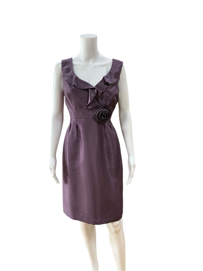 Tahari Arthur S. Levine Purple Ruffle Sheath Dress Size 6