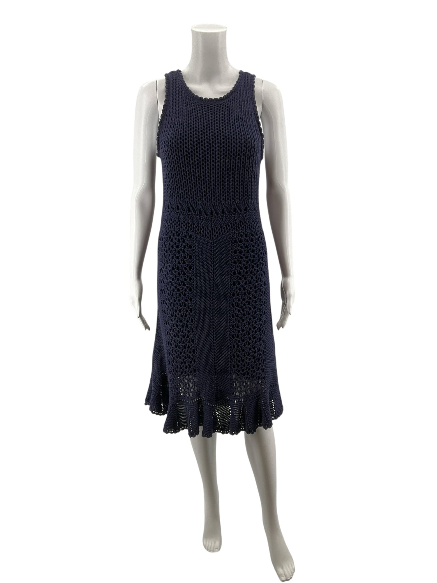 Lilly Pulitzer Talli Crochet Knit Midi Dress Navy Blue Size Medium