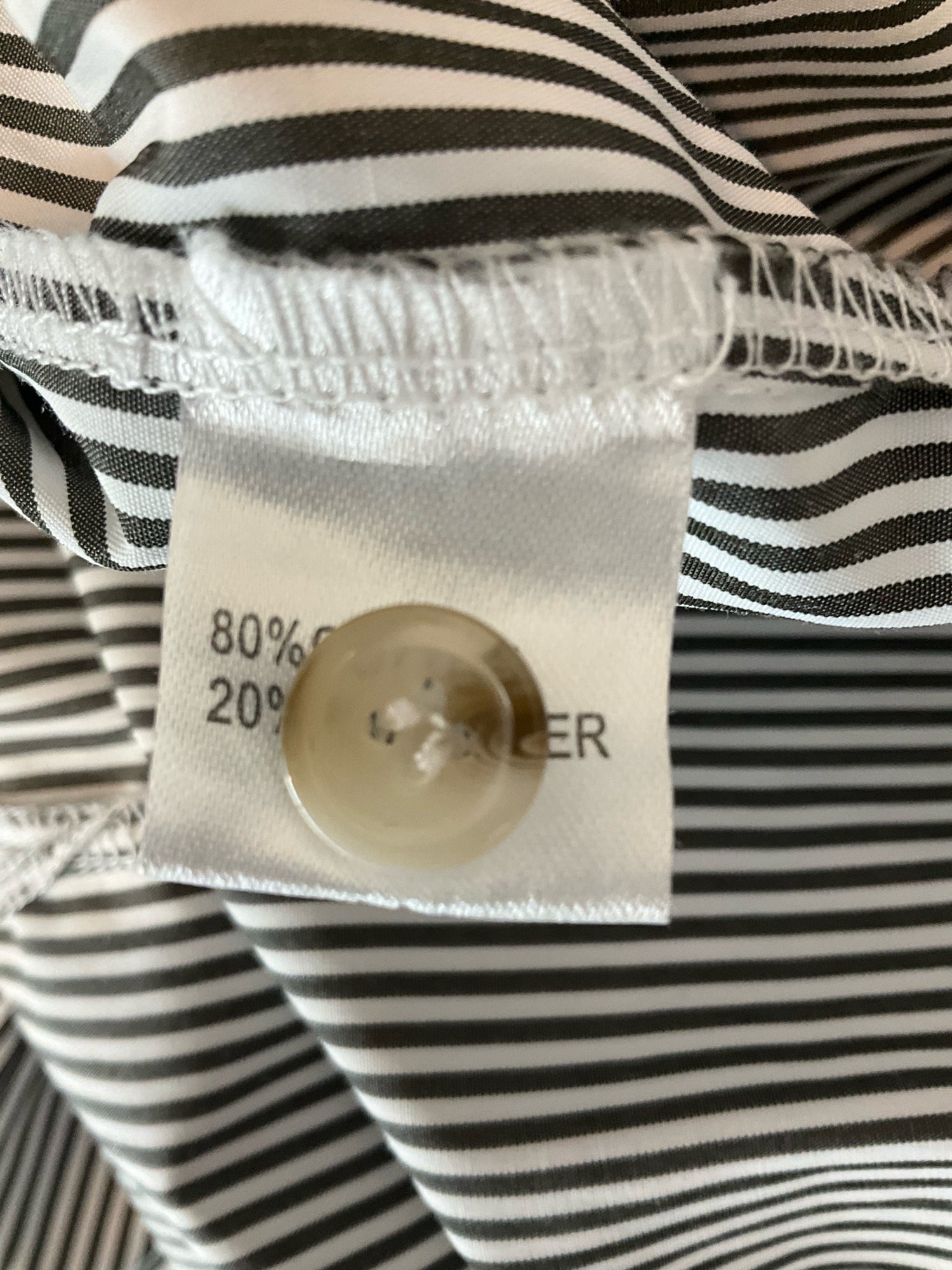 COSCOS White &amp; Black Pinstripe Longline Button-Up Shirt | Size XL