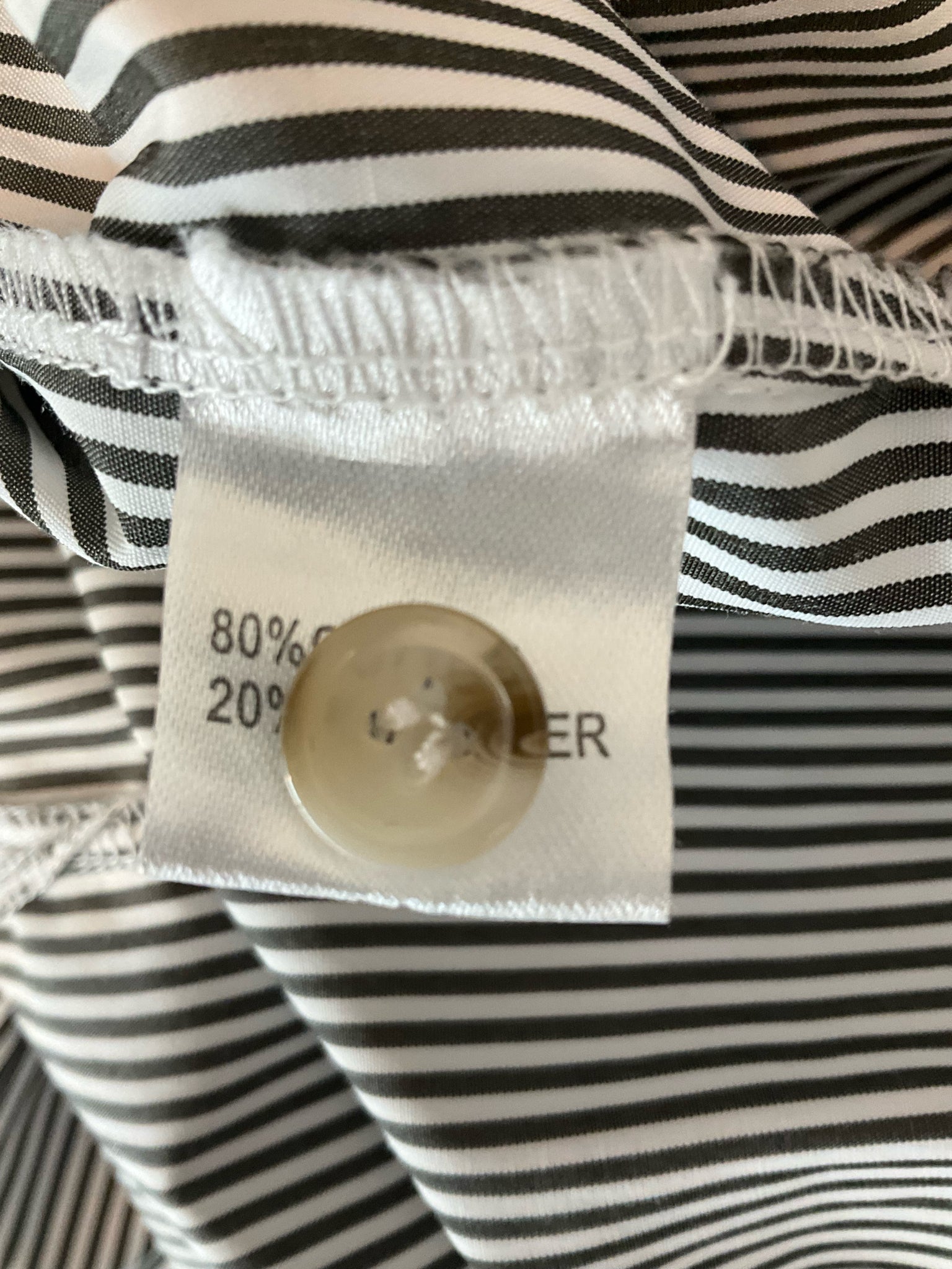 COSCOS White &amp; Black Pinstripe Longline Button-Up Shirt | Size XL