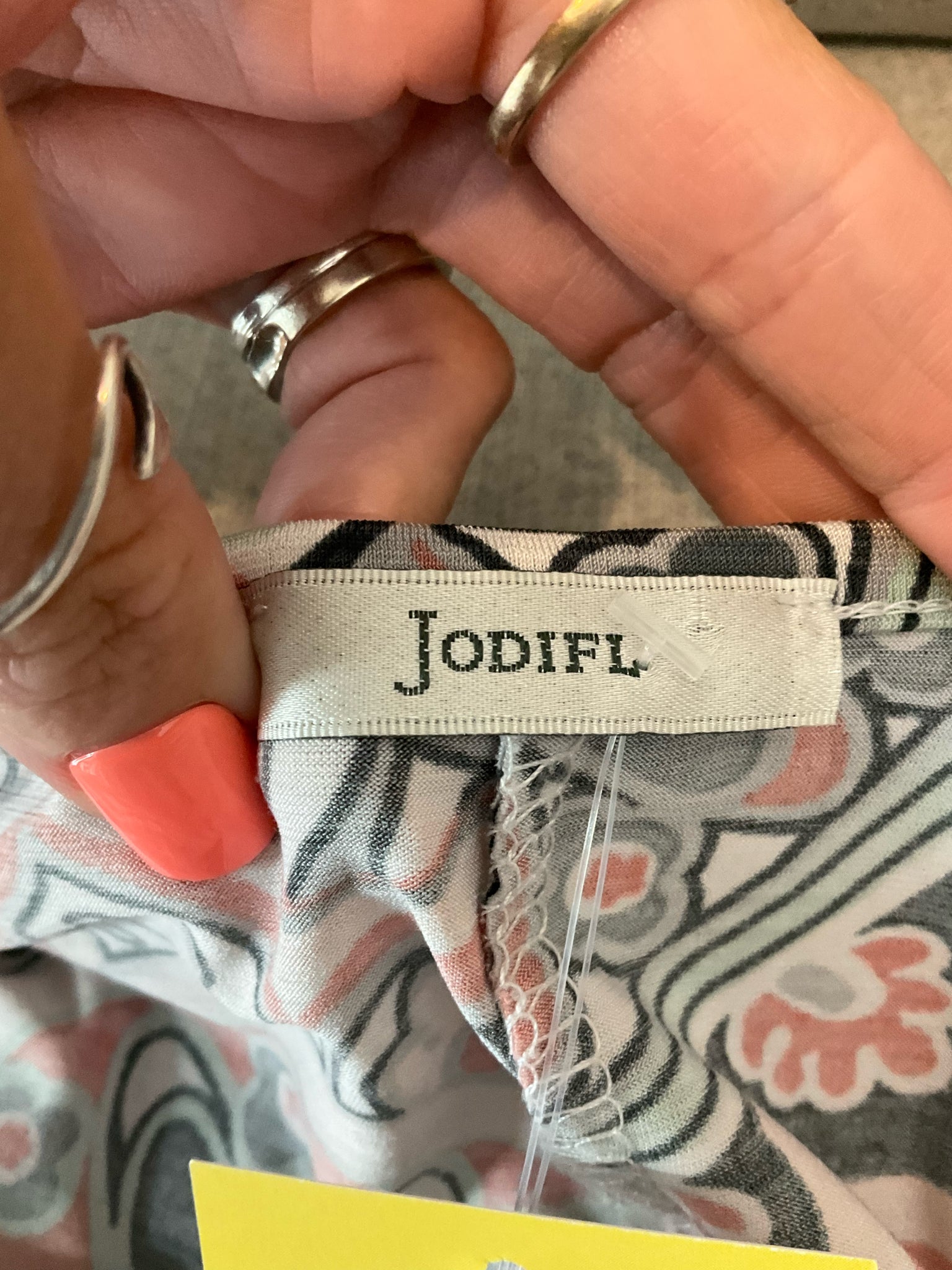 Jodifl Gray Coral Mint Medallion Print Crisscross Neck Tunic Dress Size Small