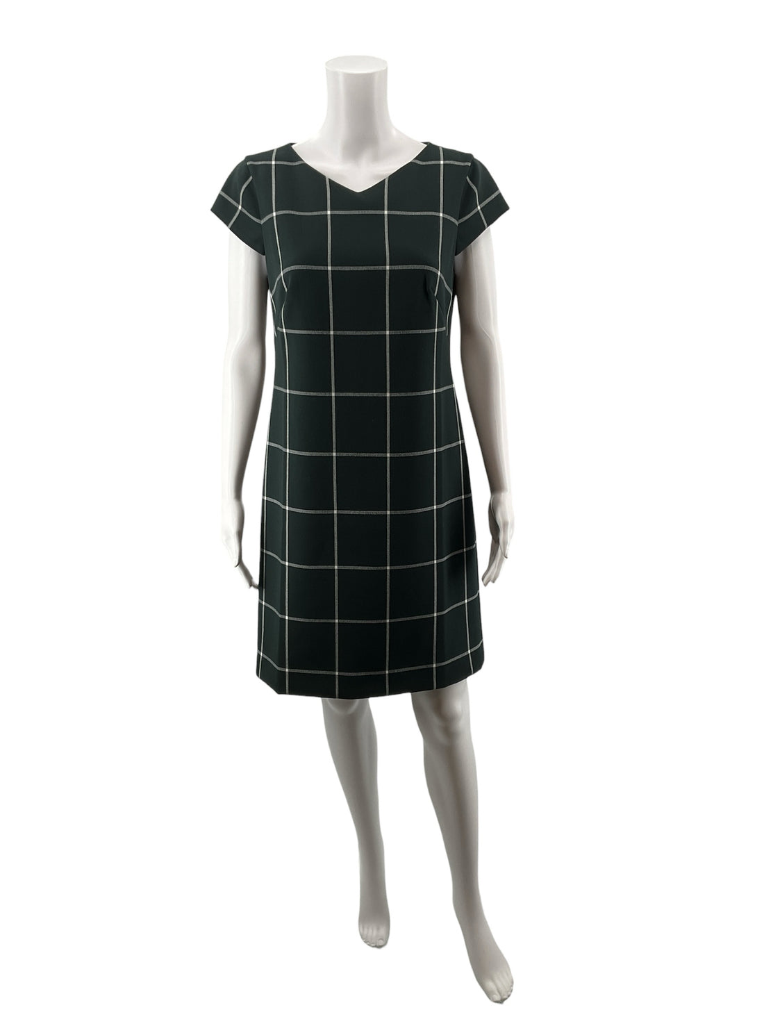 Ann Taylor Green/White Plaid Pre-Owned Ladies Dress - Size 4