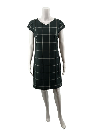 Ann Taylor Green/White Plaid Pre-Owned Ladies Dress - Size 4