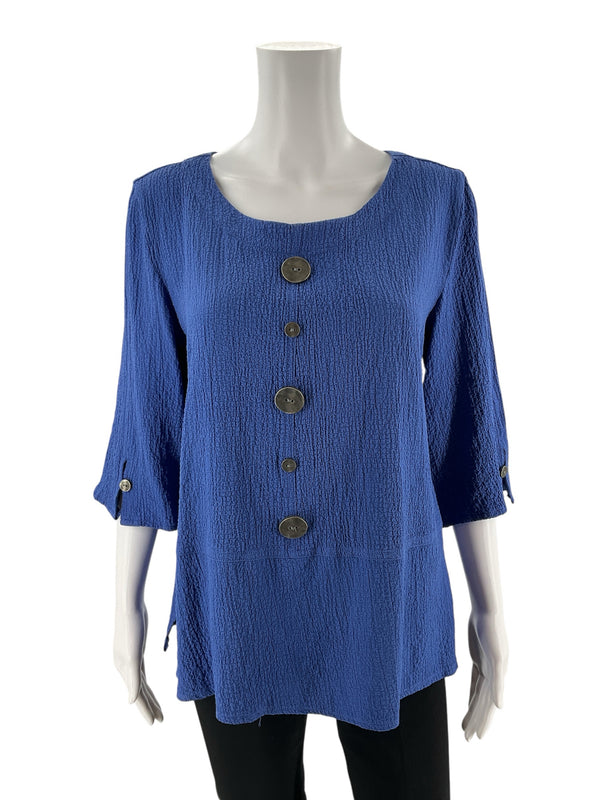 Peck & Peck Blue Textured Pre-Owned Ladies Top - Size Small