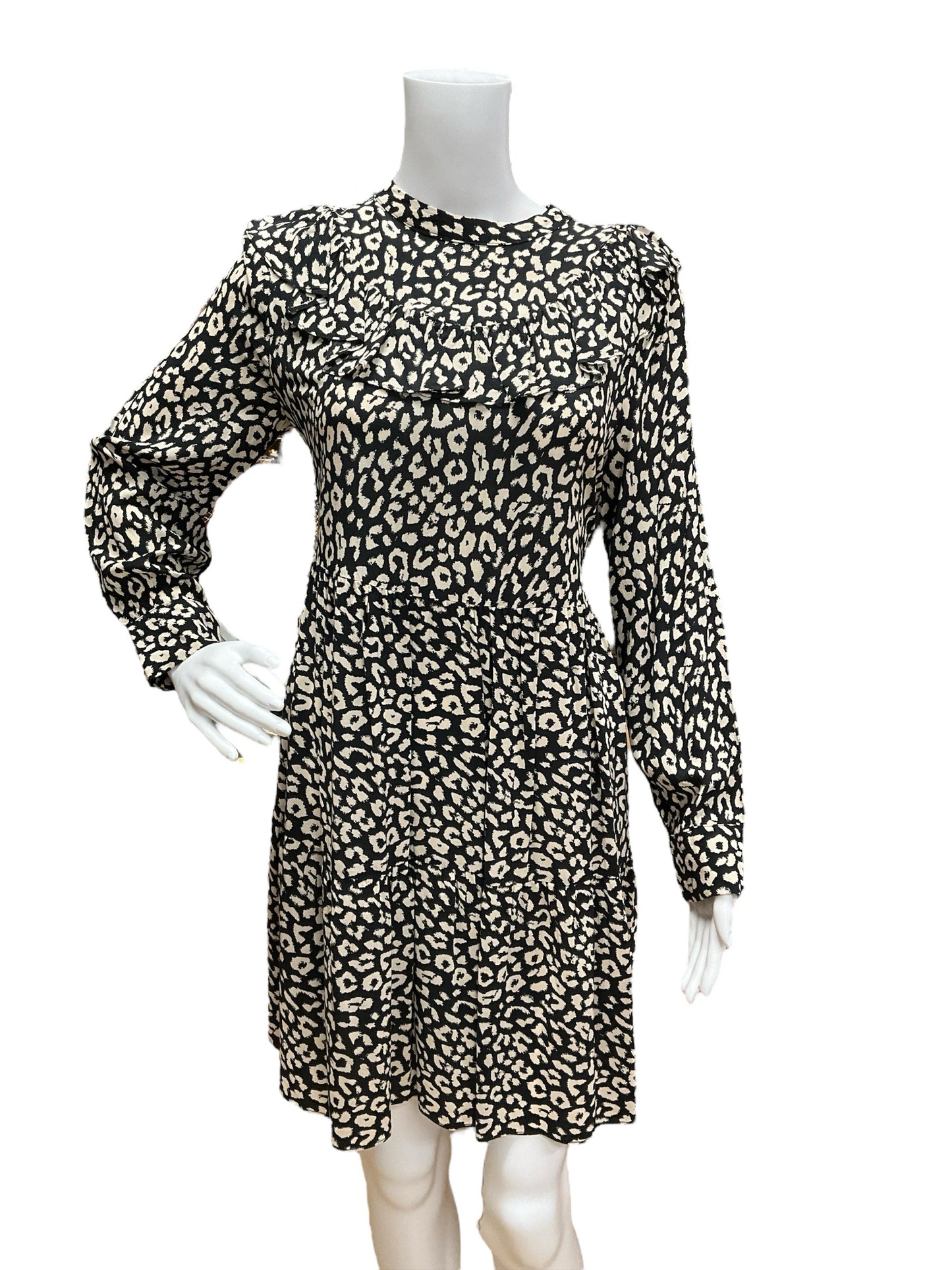 Zara Woman Size S Black/Cream Animal Dress