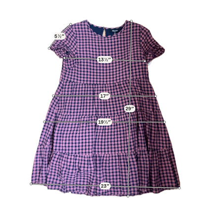 Madewell pink/navy Mini Lightspun Gingham Check Tiered Mini Dress Pink Navy Blue Size Small - Size S