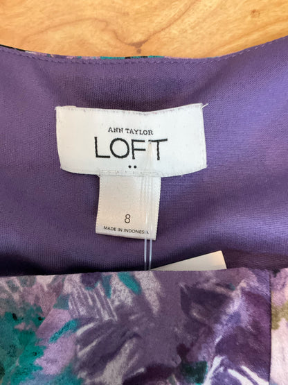 LOFT Ann Taylor Floral Tiered Ruffle Mini Dress Size 8 Teal Purple - ONLINE ONLY