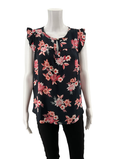 Loft Navy/Pink Floral Pre-Owned Ladies Top -  Size Large Petite