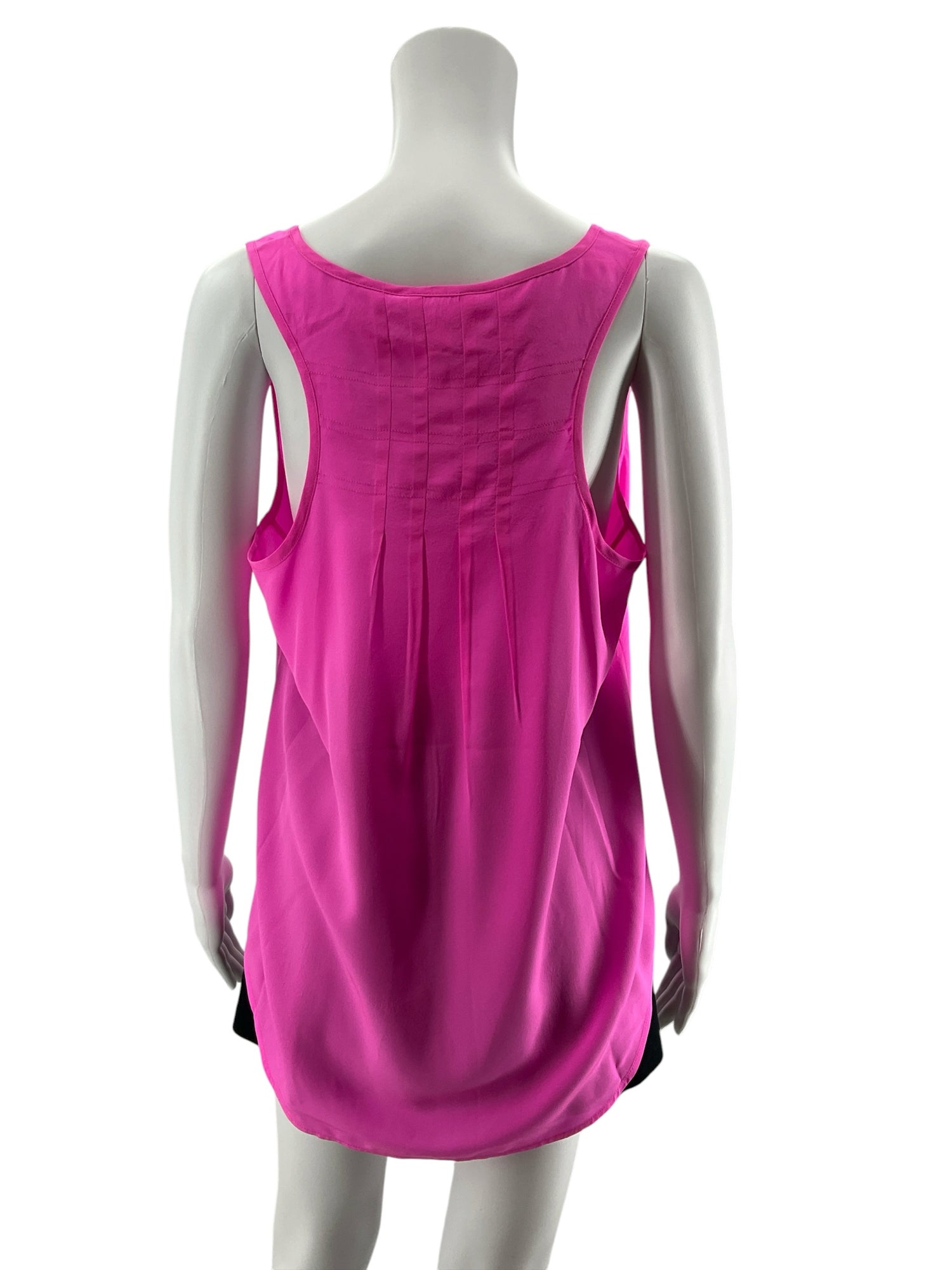 Lilly Pulitzer Downstairs Tank 100% Silk Hot Pink Top Size Large