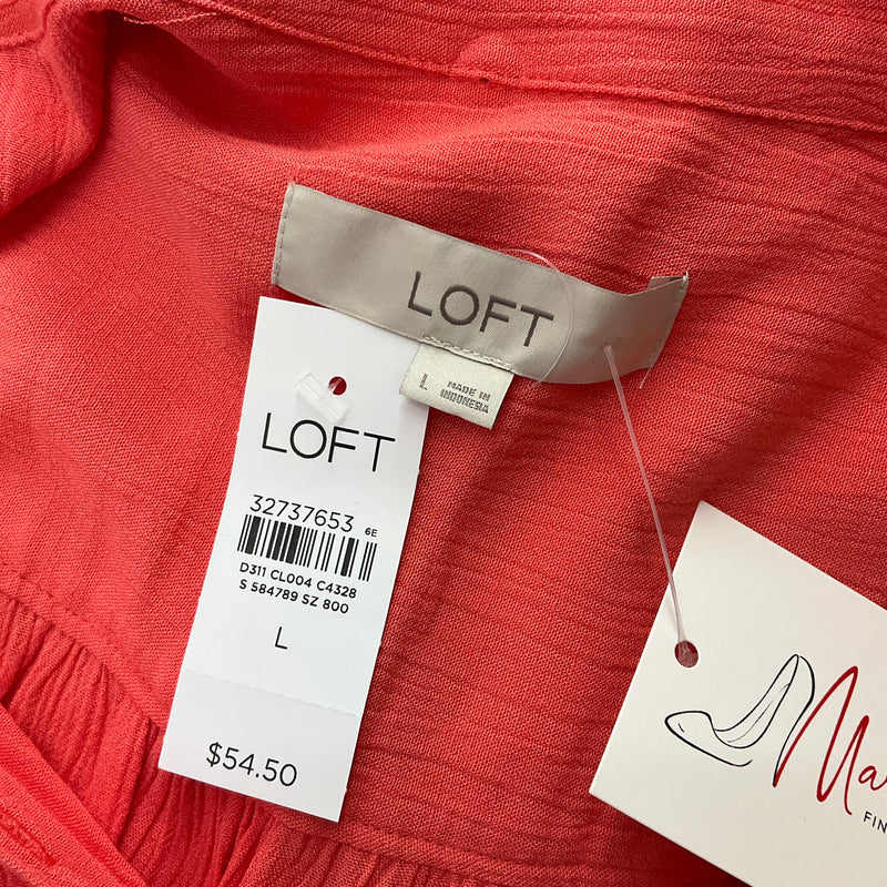 Loft Coral Solid Pre-Owned Ladies New With Tags Top - Size Large - Margaret’s Fine Consignment