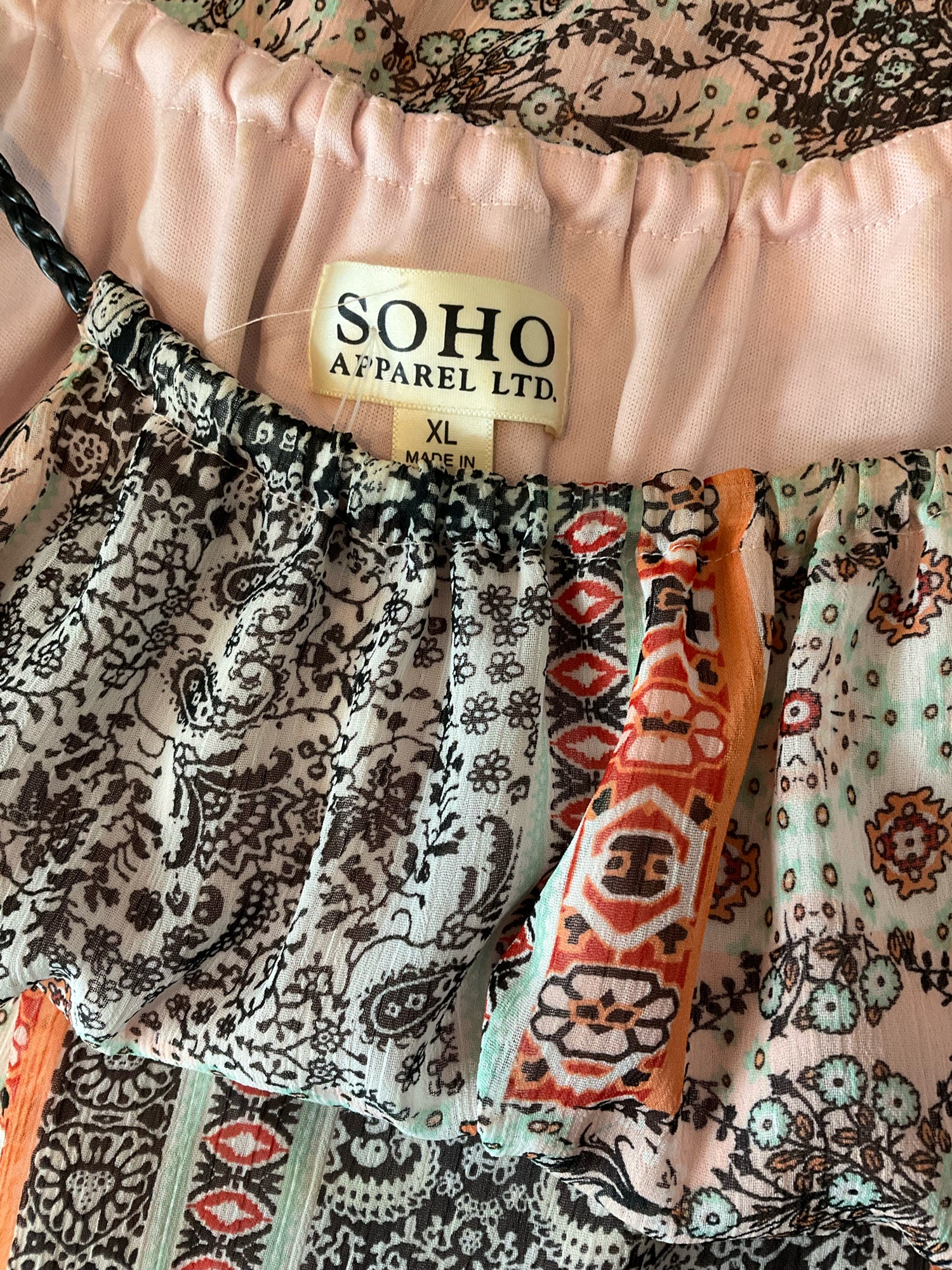 SOHO APPAREL LTD. multi Maxi Soho Apparel Bohemian Patchwork Maxi Dress Sleeveless Handkerchief Hem XL - Size XL