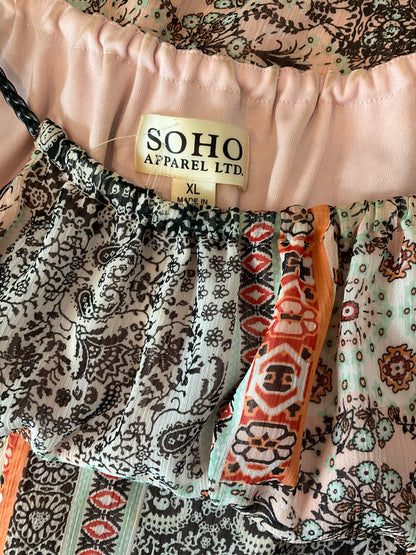 SOHO APPAREL LTD. multi Maxi Soho Apparel Bohemian Patchwork Maxi Dress Sleeveless Handkerchief Hem XL - Size XL