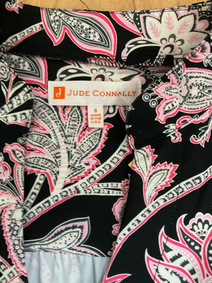 Jude Connally Trixie Dress Size S Black Pink Persian Paisley Tiered Long Sleeve