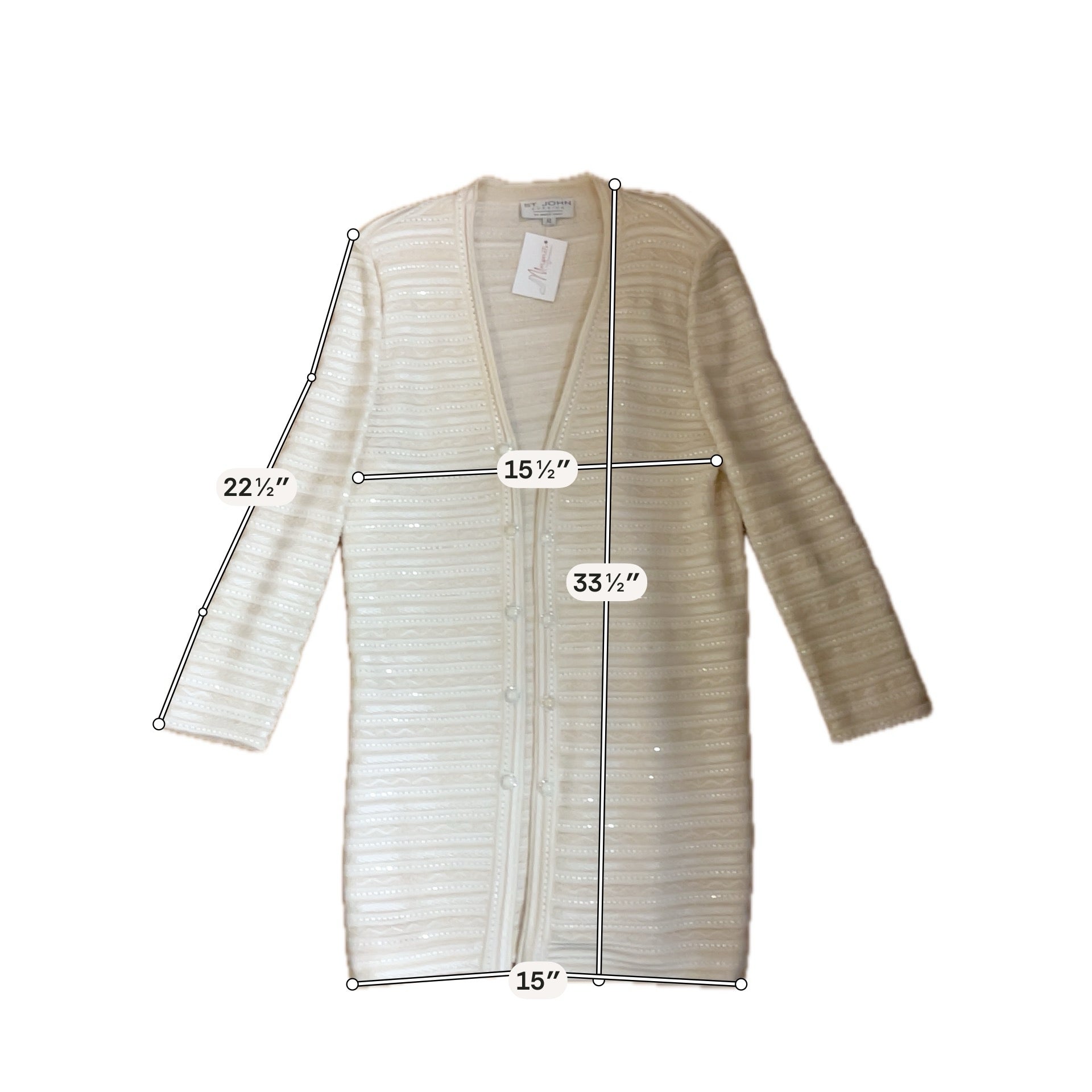St. John Evening by Marie Gray Cream Sweaters St. John Evening Beaded Knit Cardigan Jacket Cream Size 12 | Marie Gray - Size 12