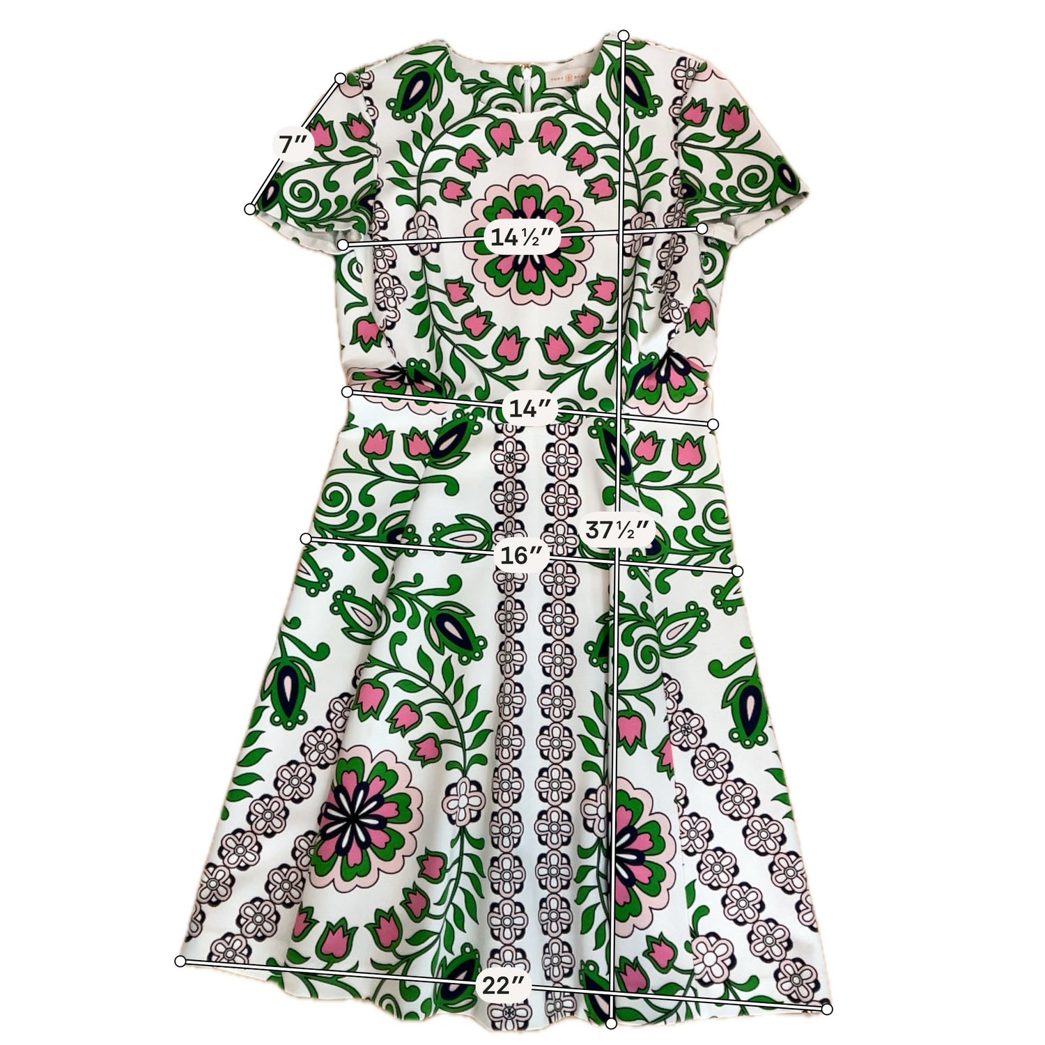 Tory Burch Ravena Floral Knit Fit &amp; Flare Dress Size Small