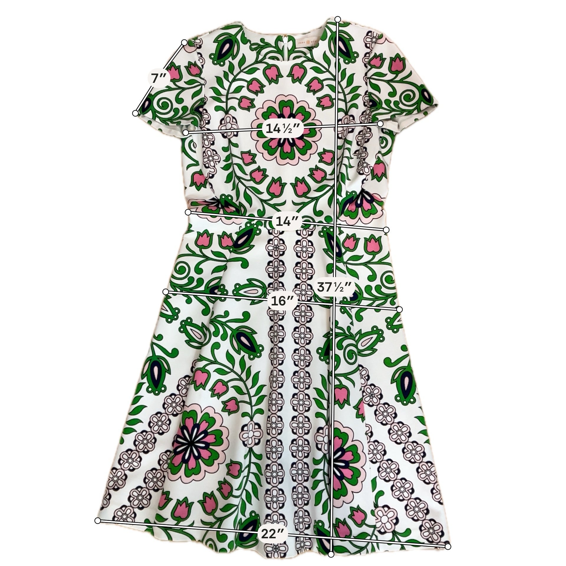 Tory Burch Ravena Floral Knit Fit &amp; Flare Dress Size Small