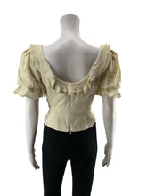 Antonio Melani ecru Peplum Karter Ruffle Puff Sleeve Linen Blend Peplum Blouse Ecru Size 2 - Size 2