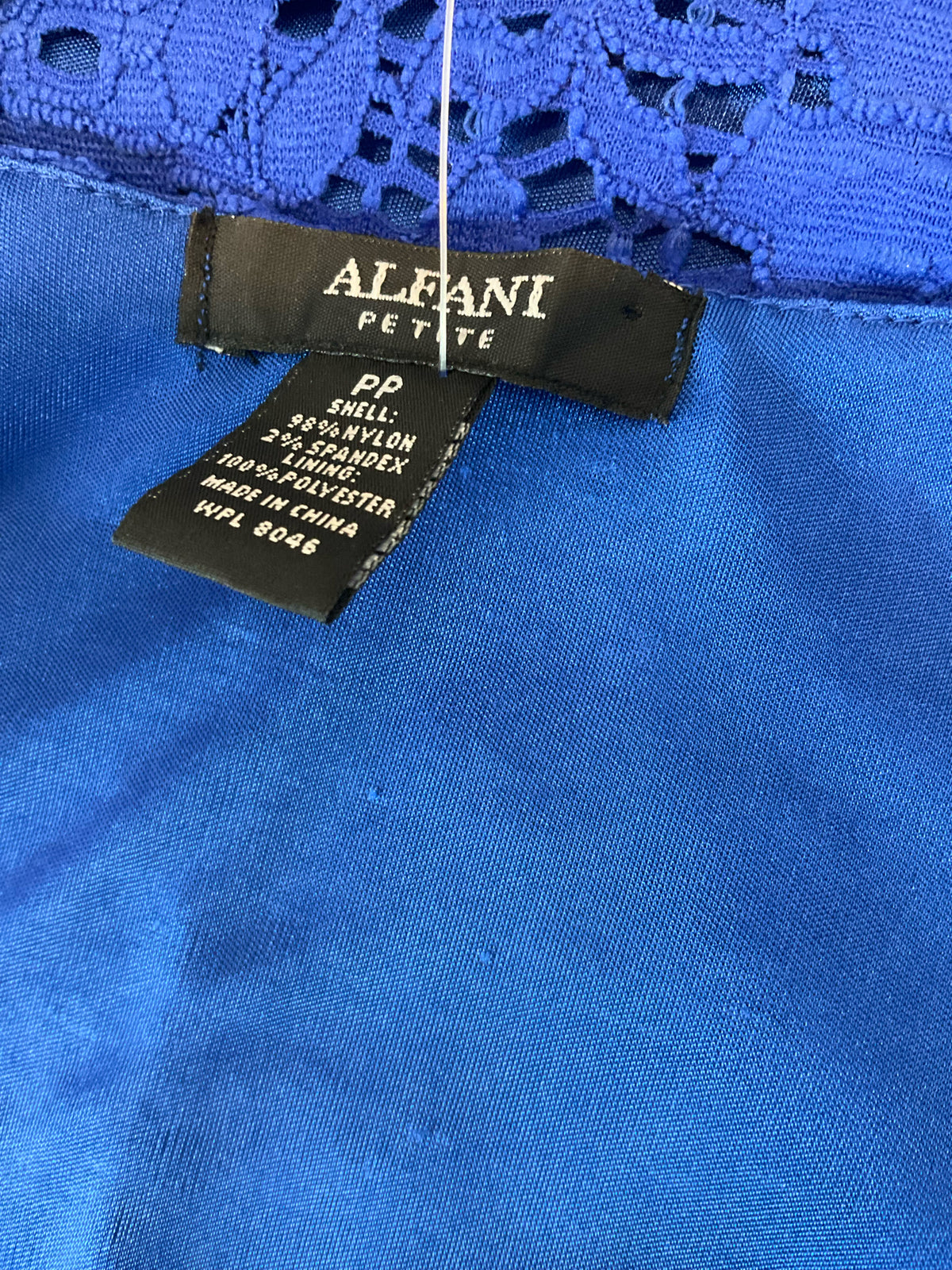 Alfani Petite Royal Blue Lace 3/4 Bell Sleeve Sheath Dress Size PP