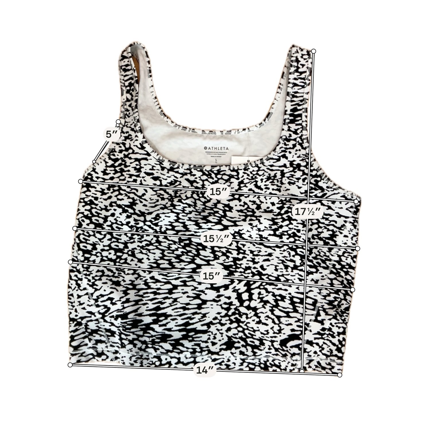 Athleta Conscious Crop Tank Top Large Black White Abstract Print Athletic Yoga