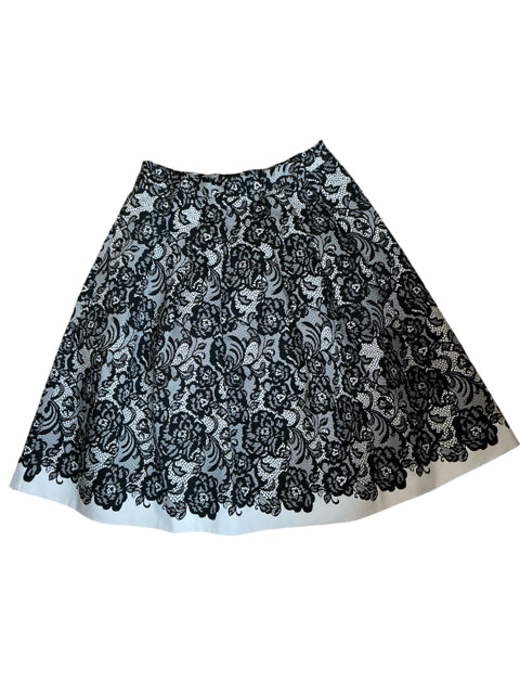 White House Black Market Size 10 Black/White Print Pre-Owned Ladies Skirt
