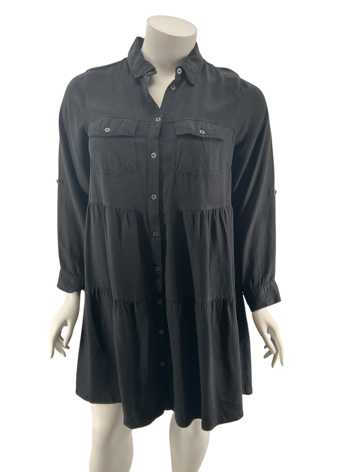 Velvet Heart Black 100% Tencel Tiered Shirt Dress - Size 1X - ONLINE ONLY
