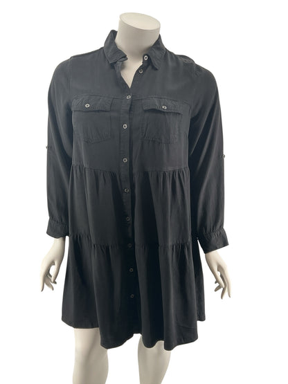 Velvet Heart Black 100% Tencel Tiered Shirt Dress - Size 1X - ONLINE ONLY