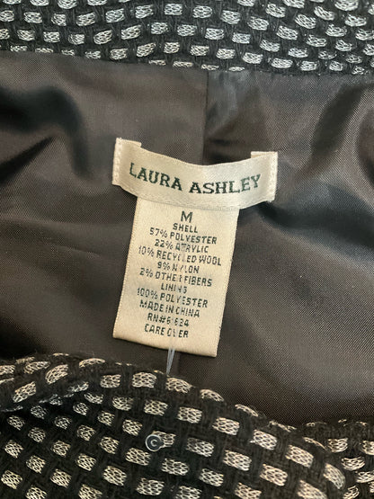 Laura Ashley Black &amp;amp; Silver Metallic Grid Knit Swing Jacket | Size Medium