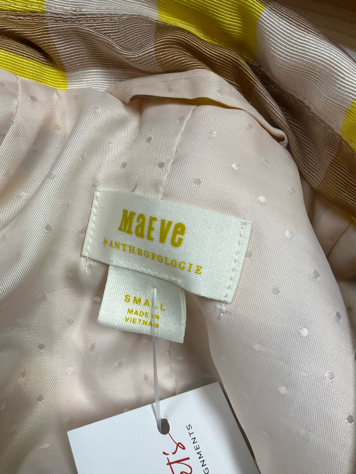 Maeve by Anthropologie gi Apartments Gingham Trench Coat Jacket Size Small