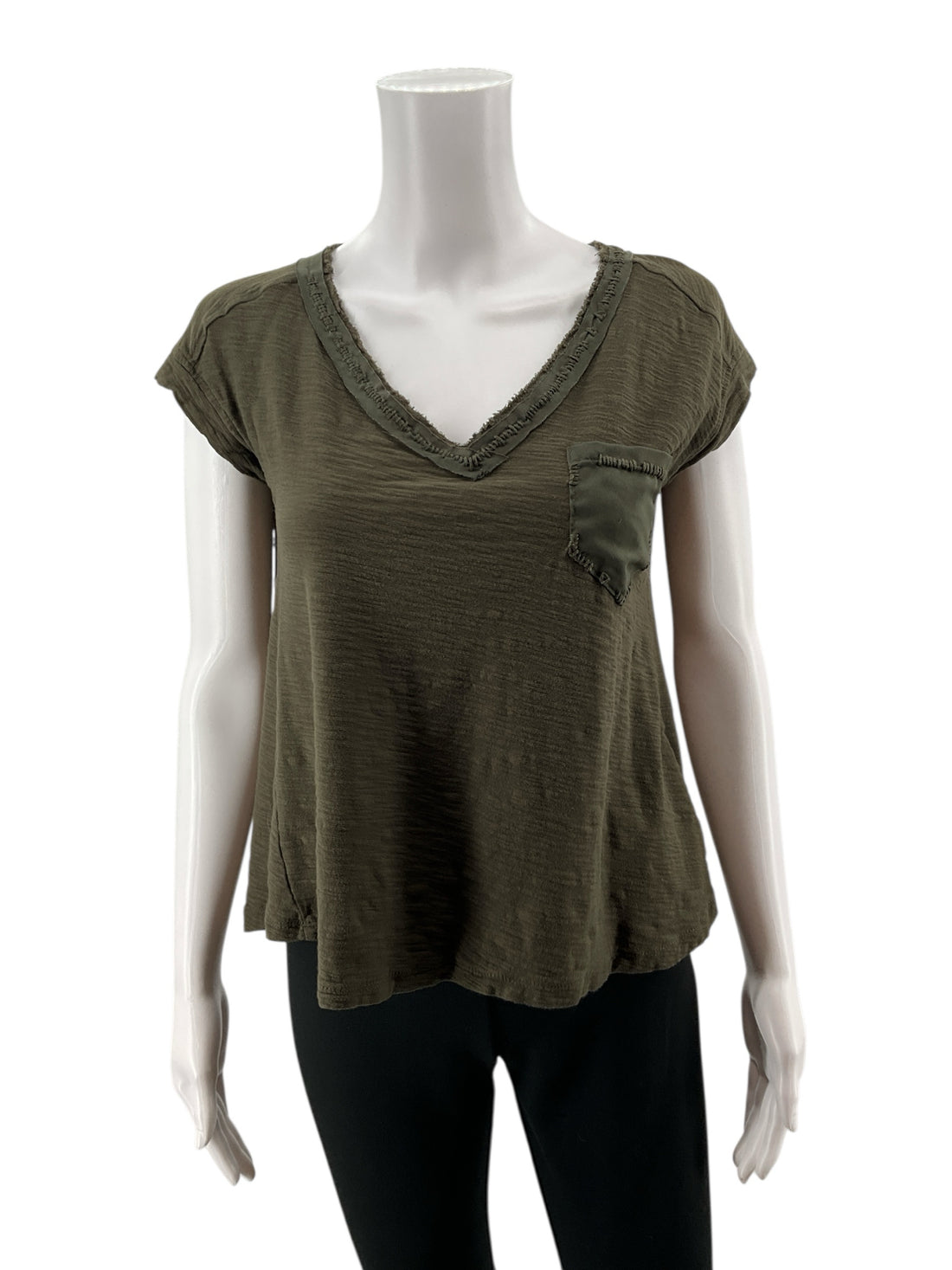 9 Hi 5 Olive Short Sleeve Olive Green Short Sleeve Casual Top - Size XS - Size XS