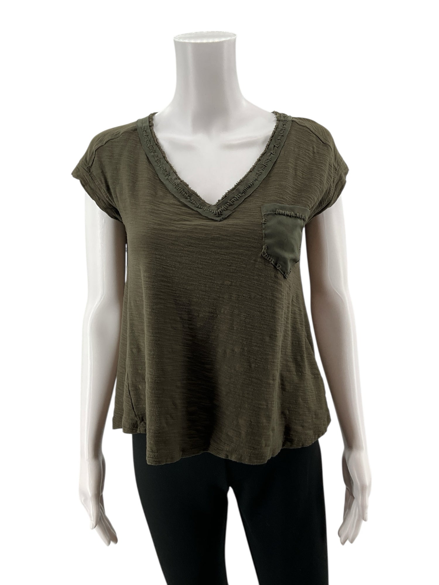 9 Hi 5 Olive Short Sleeve Olive Green Short Sleeve Casual Top - Size XS - Size XS