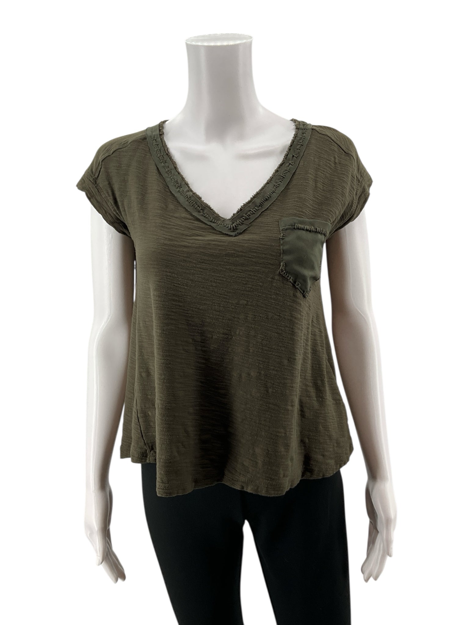 9 Hi 5 Olive Short Sleeve Olive Green Short Sleeve Casual Top - Size XS - Size XS