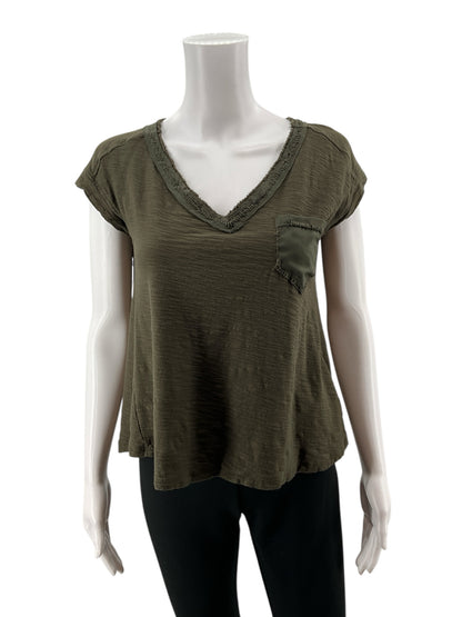 9 Hi 5 Olive Short Sleeve Olive Green Short Sleeve Casual Top - Size XS - Size XS