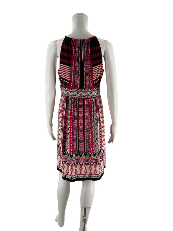 Roz & Ali Pink/Tan/Black Print Pre-Owned Ladies Dress - Size 8