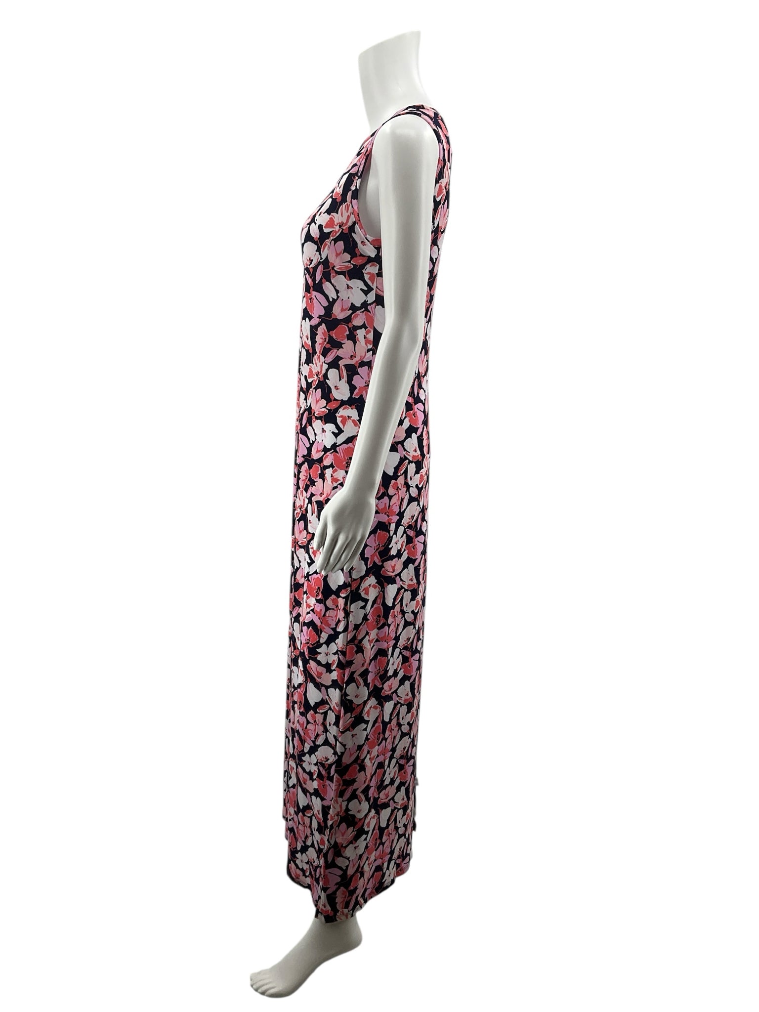 Vince Camuto Navy &amp; Pink Floral Sleeveless Midi Dress | Size XS