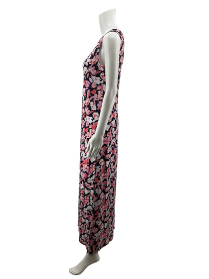 Vince Camuto Navy &amp; Pink Floral Sleeveless Midi Dress | Size XS