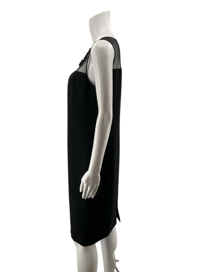 Ellen Tracy Beaded Neckline Mesh Yoke Shift Dress