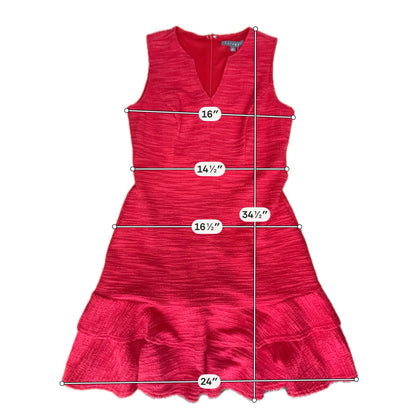 Sharagano Petite Red Textured Boucle Ruffle Hem Mini Dress Size 4P
