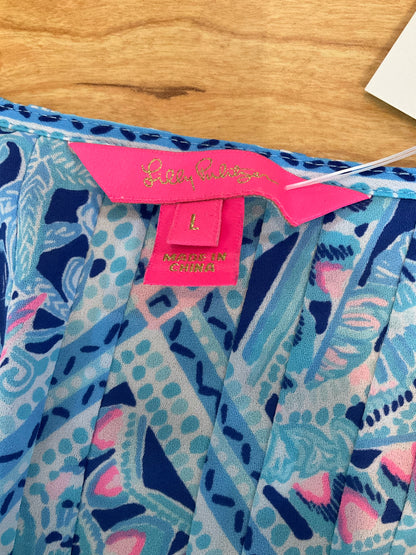 Lilly Pulitzer Size L Blue/Aqua/Pink/White Pre-Owned Ladies Tops