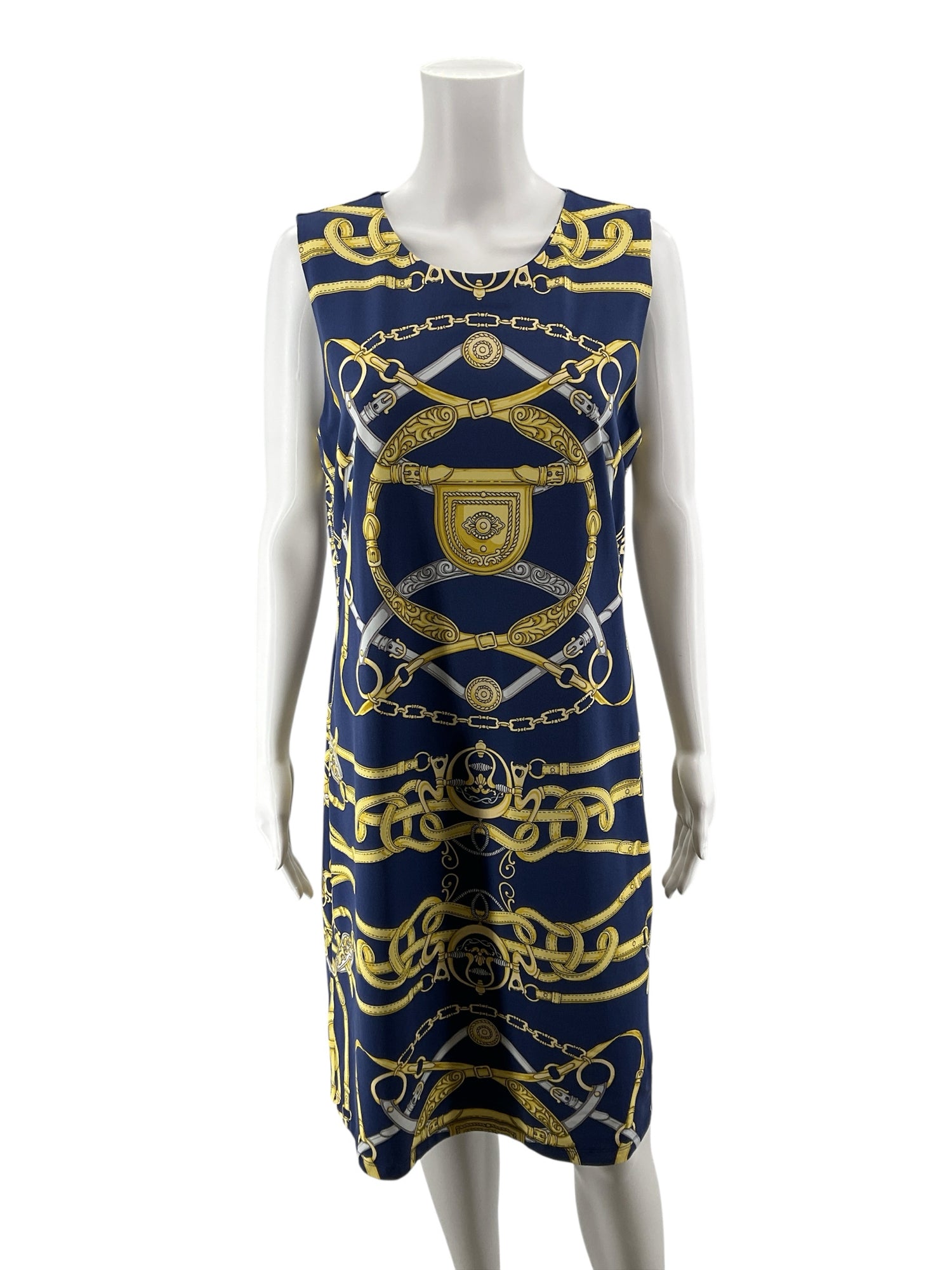 J. McLaughlin Catalina Cloth Equestrian Chain Print Sheath Dress Size Large