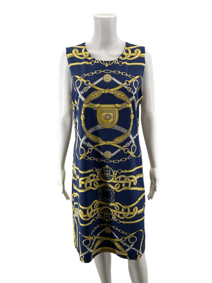 J. McLaughlin Catalina Cloth Equestrian Chain Print Sheath Dress Size Large