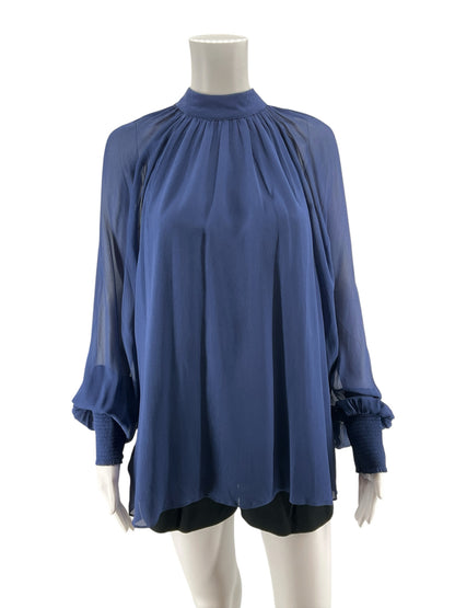 Lilly Pulitzer Giana Top Navy Blue Tie Back Blouse Size 14