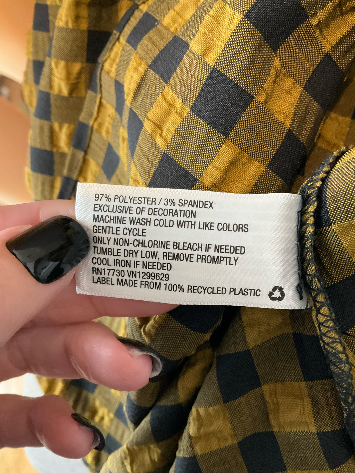 Wild &amp;amp; Fable Mustard &amp; Black Checkered Puff Sleeve Tiered Mini Dress | Size Large