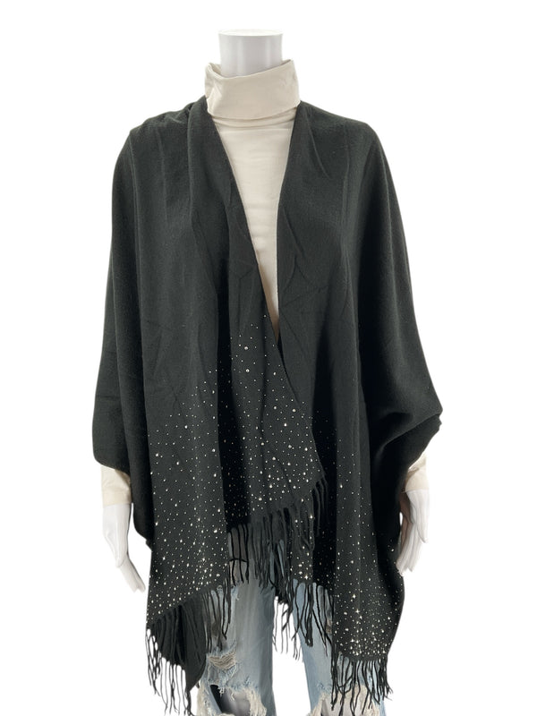 Adrienne Vittadin Black Studded Pre-Owned Ladies New With Tags Shrug - Size One Size Fits Most