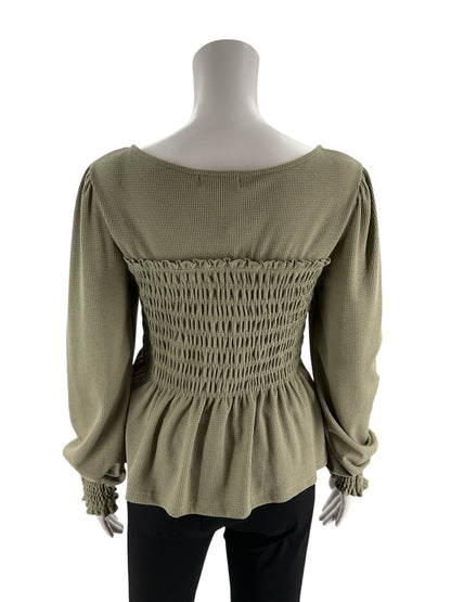 Olive smocked peplum top by Altar&