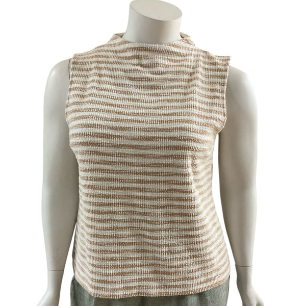 Talbots Tan/White Striped Pre-Owned Casual Top - Size XL - Margaret’s Fine Consignment