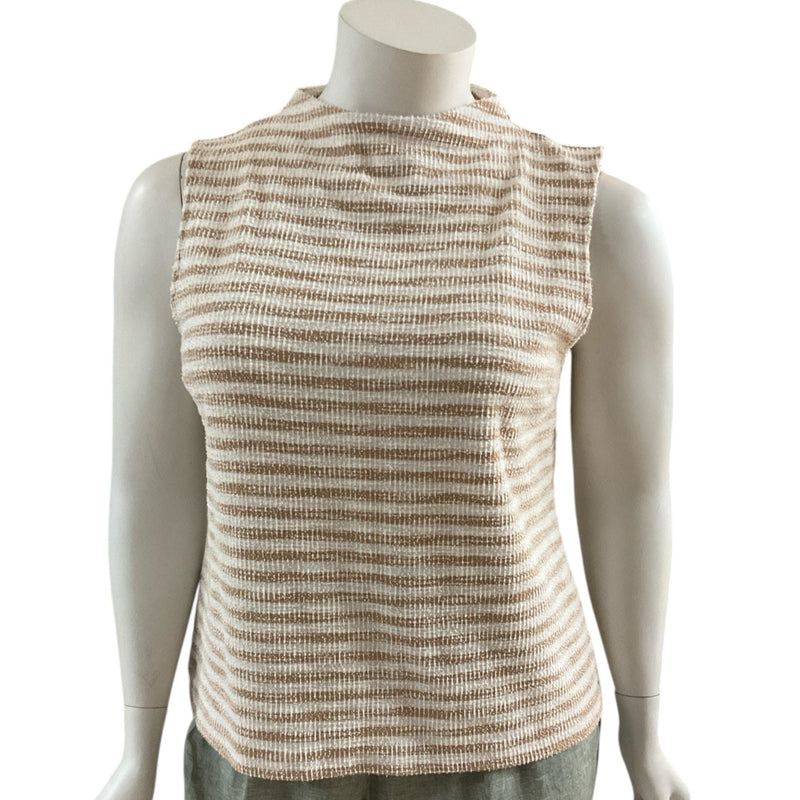 Talbots Tan/White Striped Pre-Owned Casual Top - Size XL - Margaret’s Fine Consignment