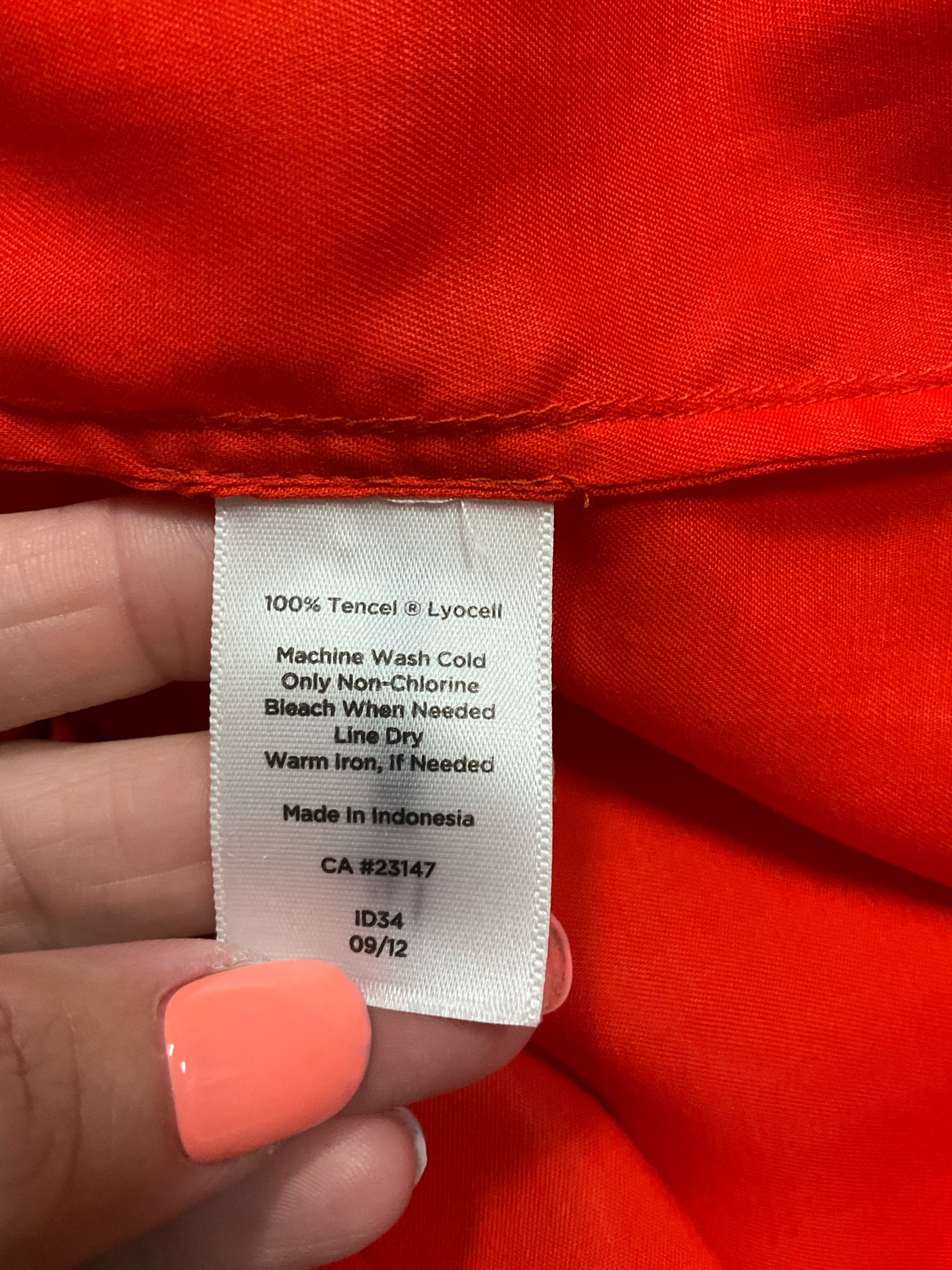 Talbots Petites Orange Tencel Blouse Size 10P Button Shoulder Roll-Tab Sleeve Top
