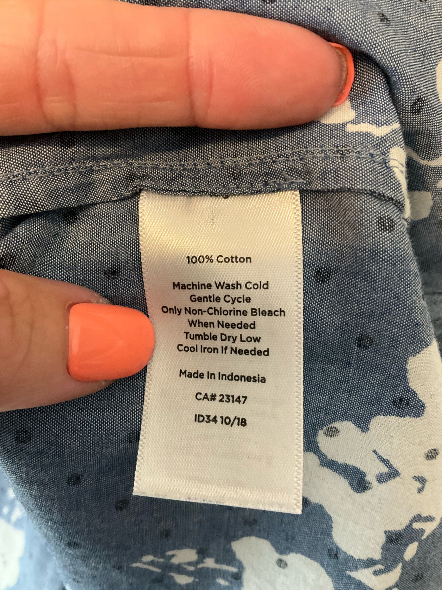 Talbots Petite Floral Polka Dot Chambray Tunic Top Size MP