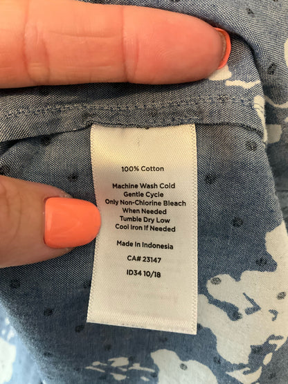 Talbots Petite Floral Polka Dot Chambray Tunic Top Size MP